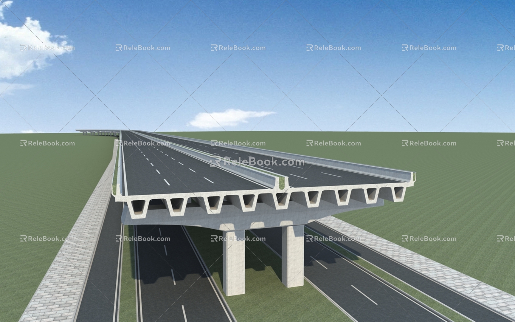 modern elevated road 3d model