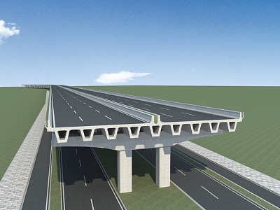 modern elevated road 3d model