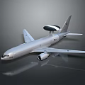 Silver Commercial Passenger Jet With Radar Dome On Top And Reflective Surface