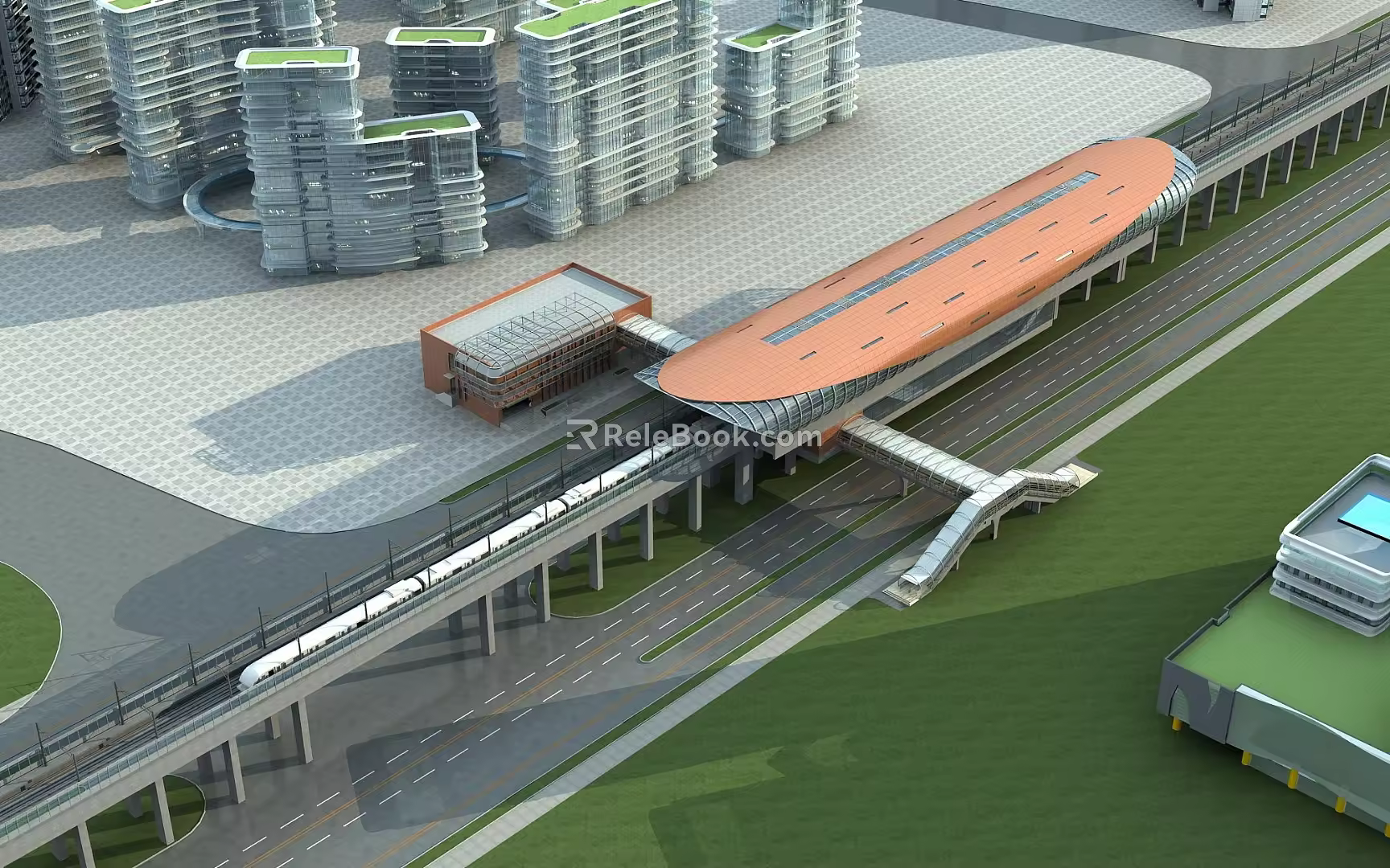 modern high-speed railway station 3d model