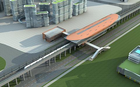 modern high-speed railway station 3d model