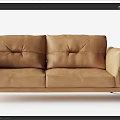 Modern Two Seater Tufted Leather Sofa in Brown and Black 3d model
