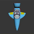 Blue Toy Rocket With Yellow Wings Transparent Cockpit And Shiny Surface