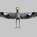 Flying Dodo Bird With Spread Wings Gray Feathers And Yellow Beak