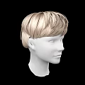 Game Movie Character White Head Model With Light Brown Short Layered Hair And Black Background