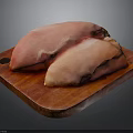 Fresh Raw Chicken Breast Fillets Placed On Wooden Cutting Board For Cooking