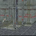 Industrial Indoor Area Featuring Concrete Columns Metal Railings Ladders And Grid Floor