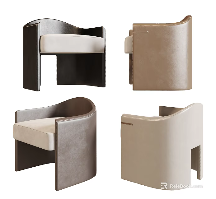 Stylish Modern Single Sofa Featuring Curved Armrests Upholstered Seats And Multiple Colors 3d model 