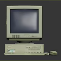 Vintage Computer Setup With CRT Monitor CPU Tower Keyboard And Mouse