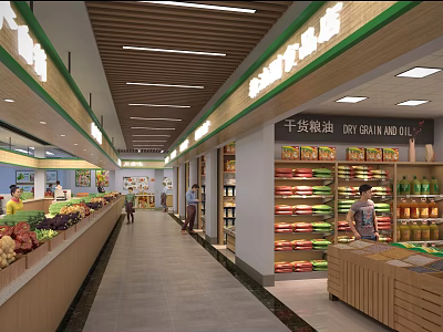 Supermarket Department Store Interior With Shelves Dry Goods Section Products And Shoppers 3d model
