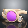 Elegant Stylish Beige Ring with Purple Gemstone and Side Clear Stones