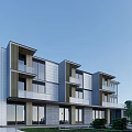 Modern Townhouse Exterior Design With Glass Facade Metal Accents Balconies And Greenery