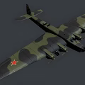 Military Fighter Jet With Green Camouflage And Red Star Emblems