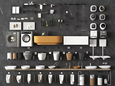 Comprehensive Bathroom Combination With Toilets Sinks Showers Vanities And Fixtures 3d model