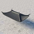 Ancient Chinese Architecture Roof With Traditional Tiles And Overhanging Eaves On Gray Brick-Paved Ground