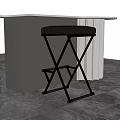 Modern Black Leather Bar Stool With Metal X Shaped Frame In Kitchen Bar Area