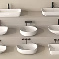 Modern Washbasin Collection Showcasing Different Ceramic Designs And Various Mounting Options 3d model