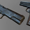 Two Vintage Pistols With Wooden Grips Metal Frames Classic Design And Worn Finish