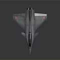 3D Rendering Of Modern Fighter Jet With Sleek Design And Red Insignia On Wings