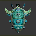 Turquoise Artistic Decorative Object With Bulbous Design Intricate Texture And Colorful Details