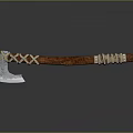 Traditional Axe Weapon With Wooden Handle And Metal Head Design