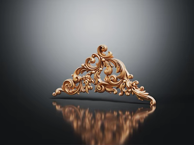 Golden Carved Decorative Ornament With Intricate Scroll Patterns For Furniture Corners 3d model
