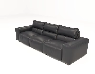 Black Leather Sectional Sofa Modern Design With Comfortable Seats And Clean Lines 3d model