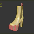 Stylish Fashion Boots with High Thick Heel Light Upper Black Panel and Layered Modern Design