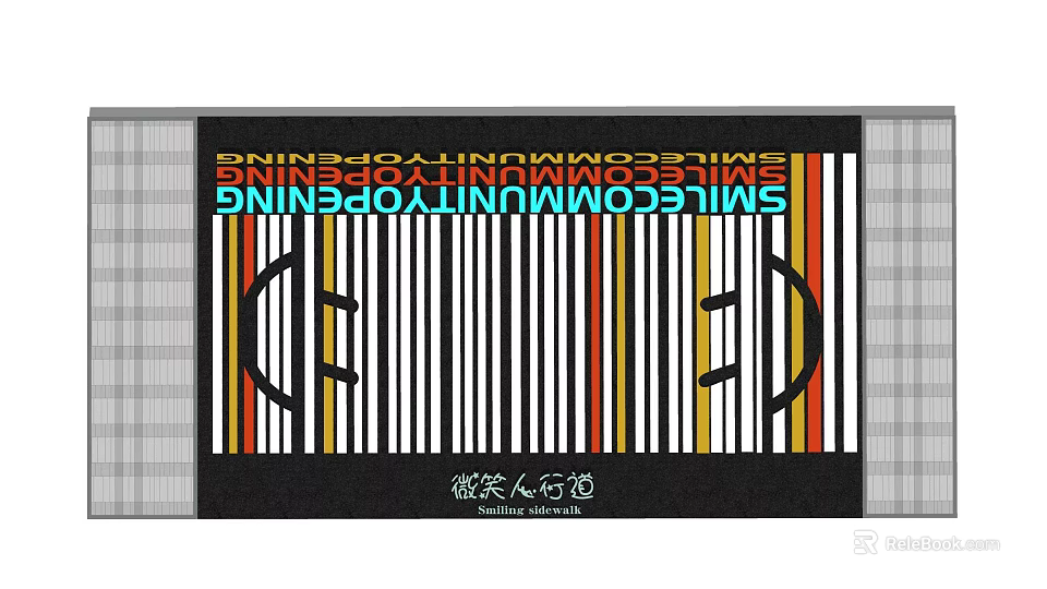 Smile Pedestrian Walkway Road Facilities With Colorful Stripes And Design Elements 3d model