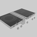 Double Burner Induction Cooktop Featuring Black Glass Surface And Stainless Steel Control Knobs