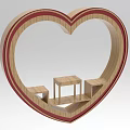 Heart Shaped Wooden Decorative Ornament Set With Inner Shelves For Small Decor Items