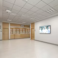 Modern Health Station Interior With Reception Desk Medicine Shelves And Signage