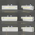 Modern Reception Desk With Curved Design LED Lighting And White Glossy Surface 3d model