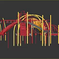 Red And Yellow Children's Playground Structure With Slide Climbing Frame Swings And Arches