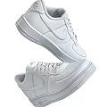 White Leather Low Top Sneakers With Classic Design Lace Up Closure And Breathable Holes