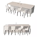 Modern White Rectangular Dining Table Set With Four Chairs And Sleek Design 3d model