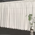 Sheer White Curtains In Minimalist Interior With Natural Light And Green Plant