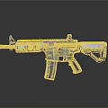 Modern Futuristic Rifle With Blue Glowing Components And Metallic Finish