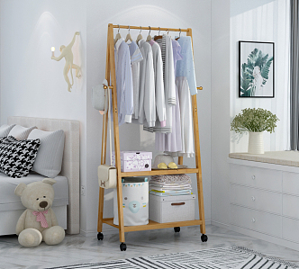 Modern Clothes Hanger Coat Rack Clothes Storage Shoes Bag Doll Toy Bedroom Skirt T-shirt 3d model