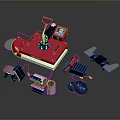 Red Digital Heat Press Machine with Multiple Accessories Different Plates Cups and Discs Set 3d model