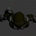 Futuristic Biological Warrior Character In Mechanical Armor With Glowing Red Blue Details