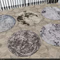 Various Round Rugs With Abstract Patterns On Wooden Floor For Modern Decor 3d model