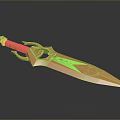 Golden Decorative Dagger Featuring Ornate Hilt And Shiny Holed Metallic Blade