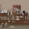 Quiet Ancient Bookcase Combination Bookcase Decorative Bookcase Book Decoration 3d model