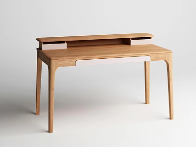 Light Wood Modern Desk With Minimalist Design Shelf And Drawer For Home Office 3d model