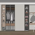 Modern Minimalist Wardrobe Interior Design With Glass Doors Clothing Drawers Dressing Table And Mirror Chair