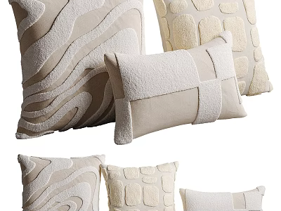 Decorative Cushions With Textured Patterns In Neutral Tones 3d model