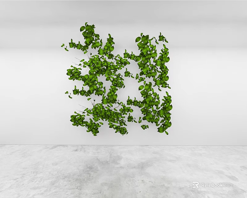 Lush Green Vines Decoration Against White Wall In Modern Indoor Space 3d model 