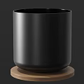 Black Ceramic Tableware Set With Cylindrical Design And Wooden Base For Modern Kitchen 3d model