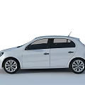White Volkswagen Compact Hatchback With Modern Design And Black Wheels Front View 3d model